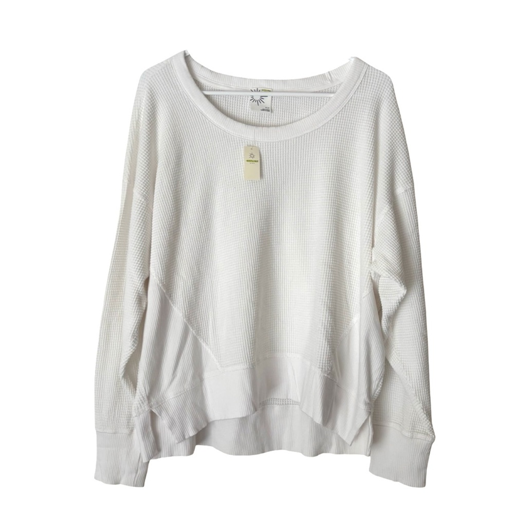 OFFLINE By Aerie Wow! Waffle T-Shirt Long Sleeve in white color